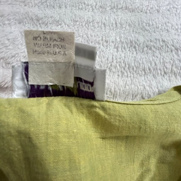 Harper Greer Womens Sleeveless V-Neck Lime Green Linen Top Blouse Size XL Casual - Picture 4 of 7